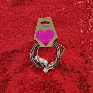 Brown Faux Pearl Hair Ties